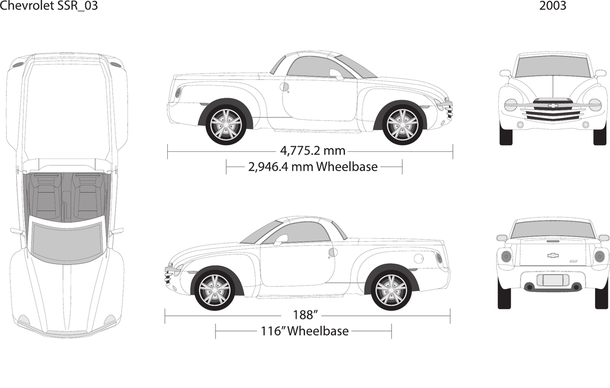 2003 Chevy SSR vector wrap template, Design-Ready PDF - GravBase