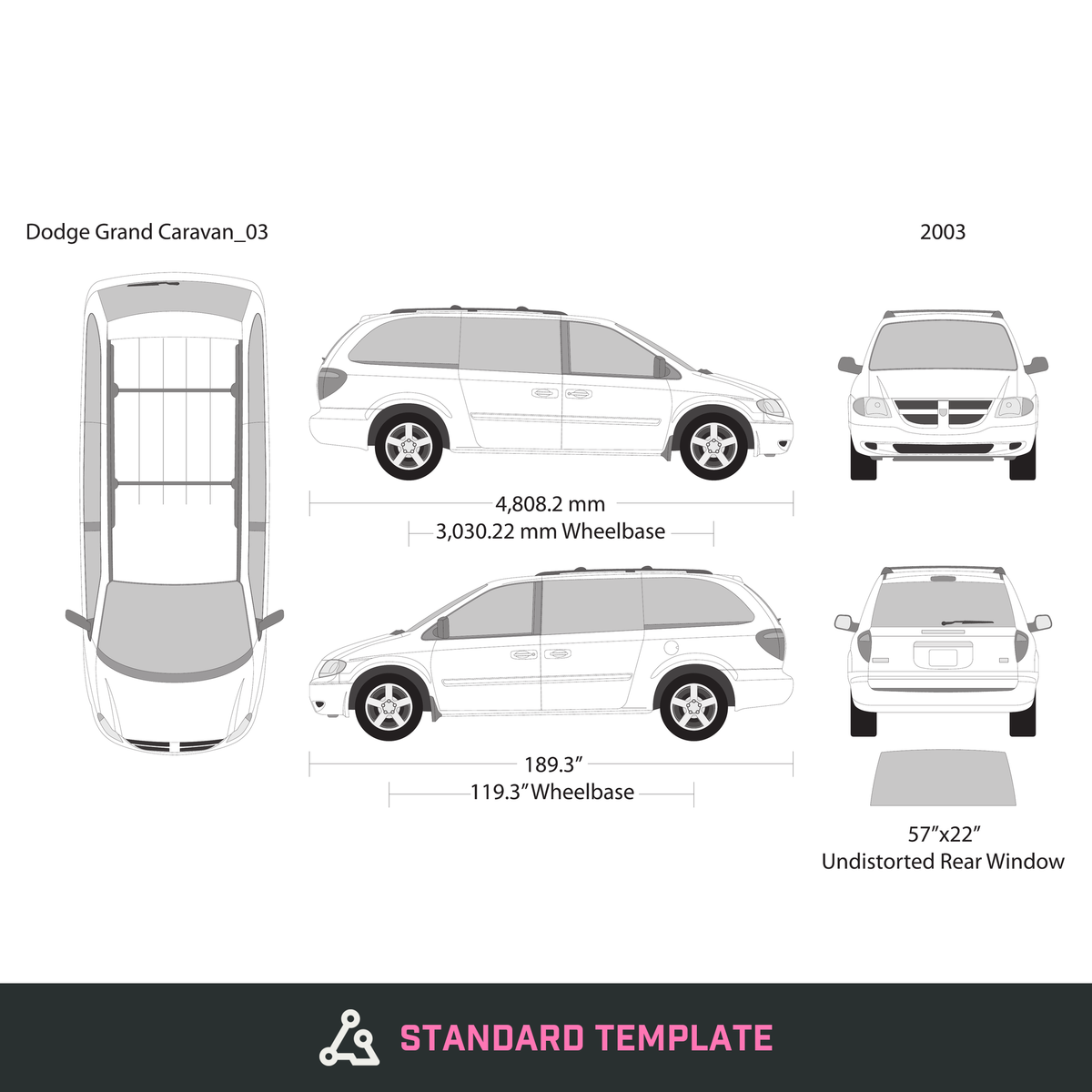 2003 Dodge Grand Caravan vector wrap template, Design-Ready PDF - GravBase
