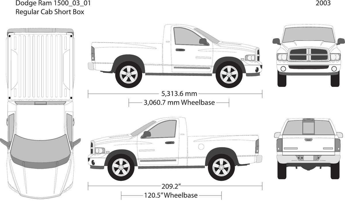 2003 Dodge Ram 1500 Vector Wrap Template - GravBase