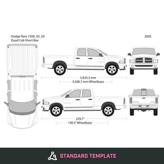 2003 Dodge Ram 1500 vector wrap template V03, Design-Ready PDF - GravBase