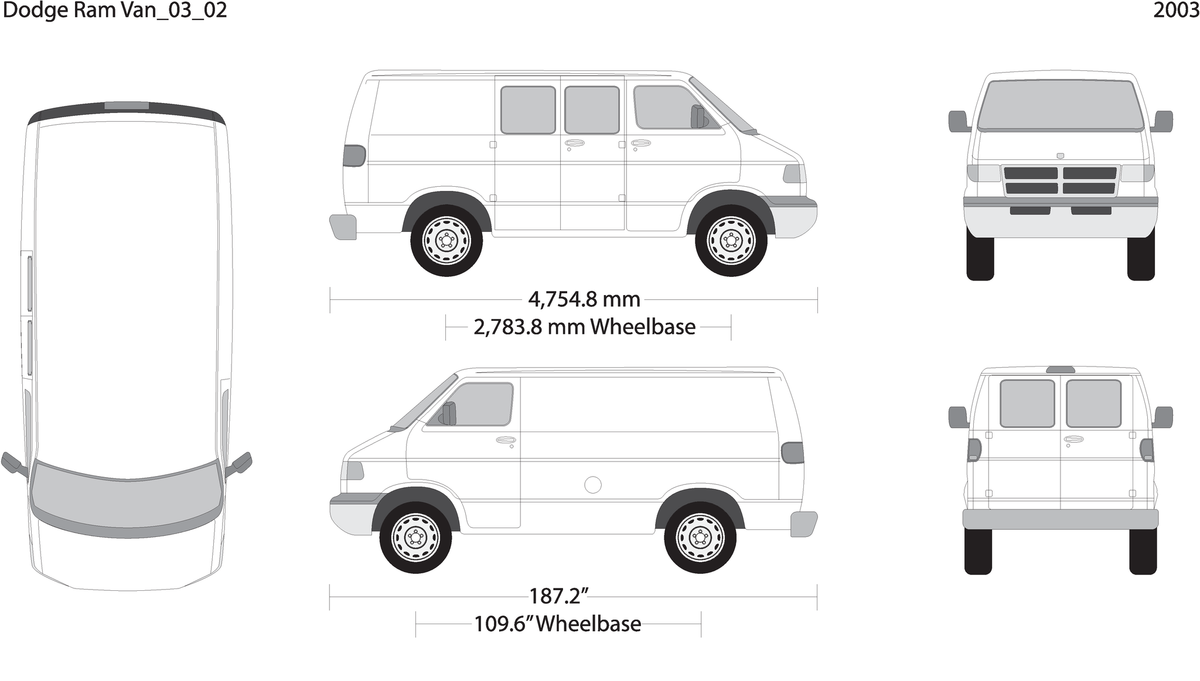 2003 Dodge Ram Van V02 Vehicle Wrap Template