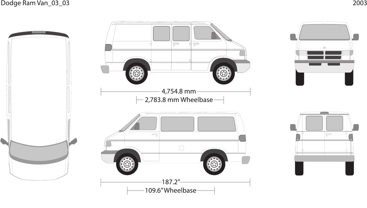 2003 Dodge Ram Van vector wrap template V03, Design-Ready PDF - GravBase