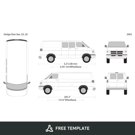 2003 Dodge Ram Van free vector vehicle wrap template - GravBase
