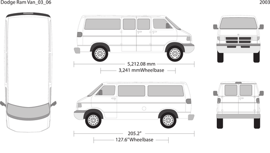 2003 Dodge Ram Van vector wrap template V06, Design-Ready PDF - GravBase