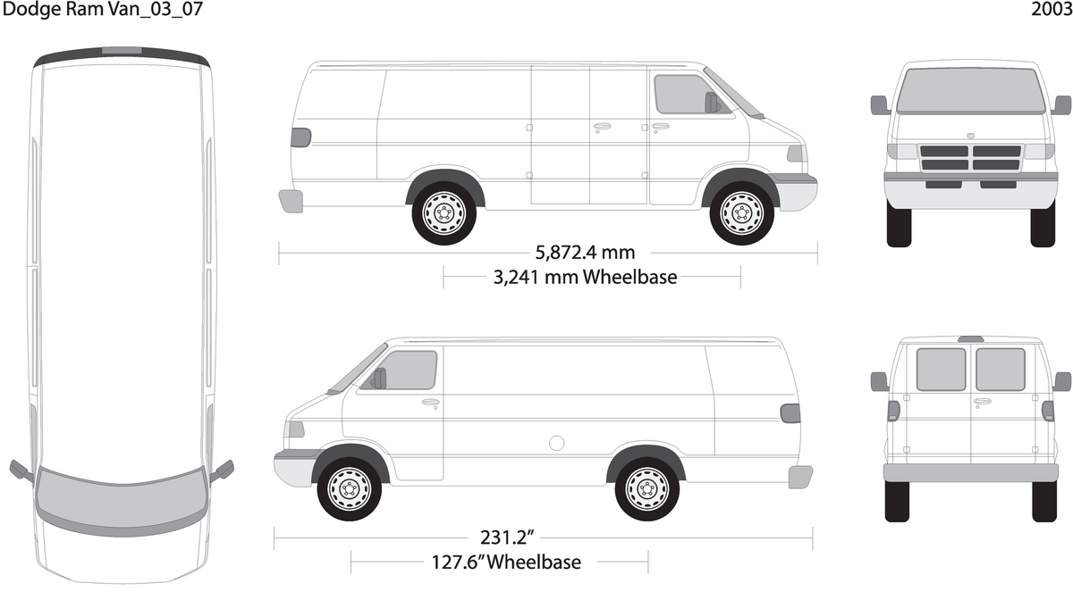 2003 Dodge Ram Van V07 Vehicle Wrap Template