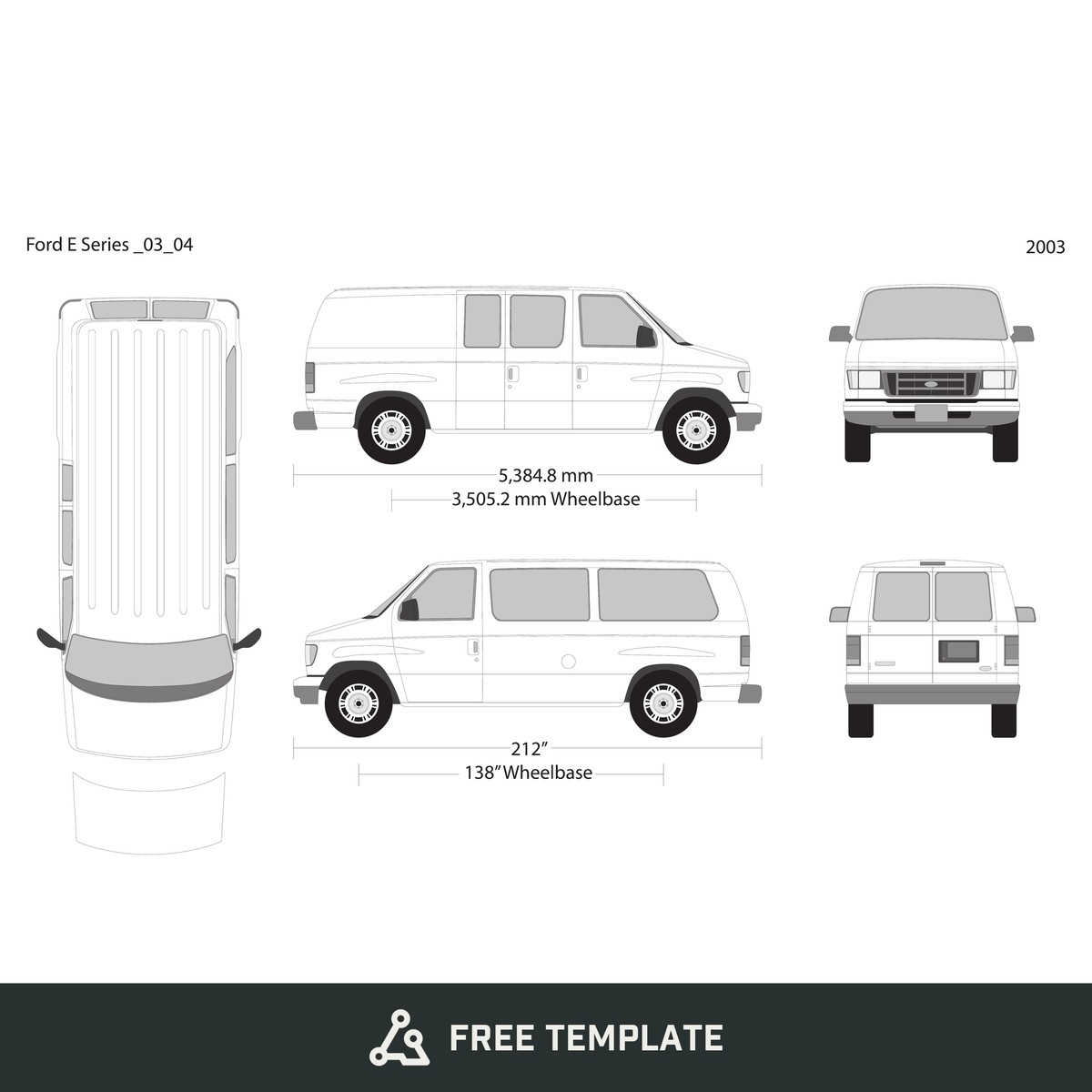 2003 Ford E Series free vector vehicle wrap template - GravBase