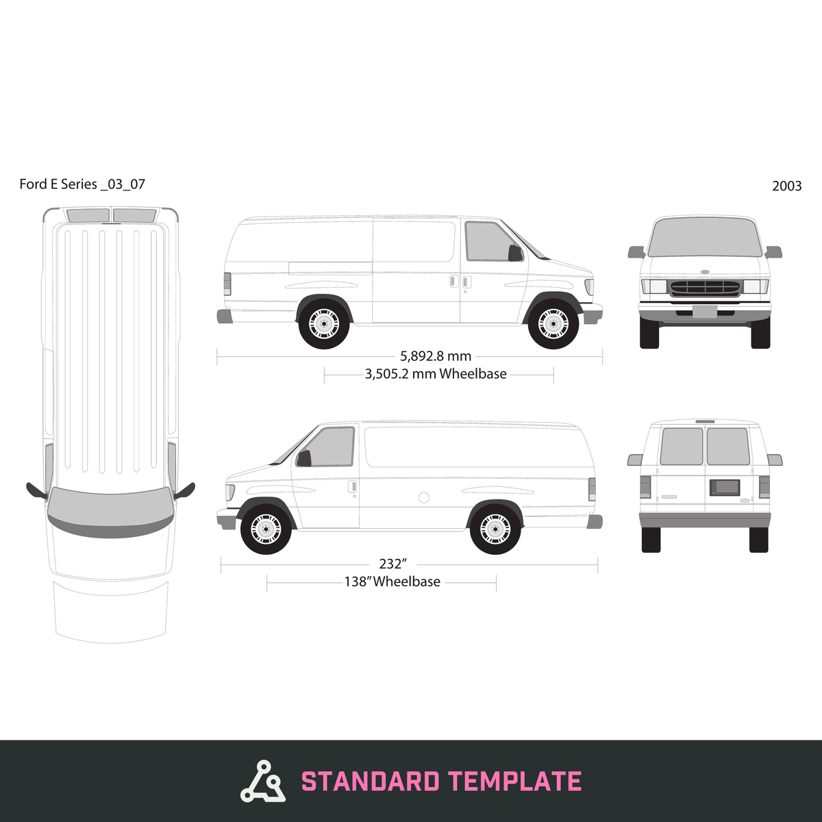 2003 Ford E Series vector wrap template V07, Design-Ready PDF - GravBase
