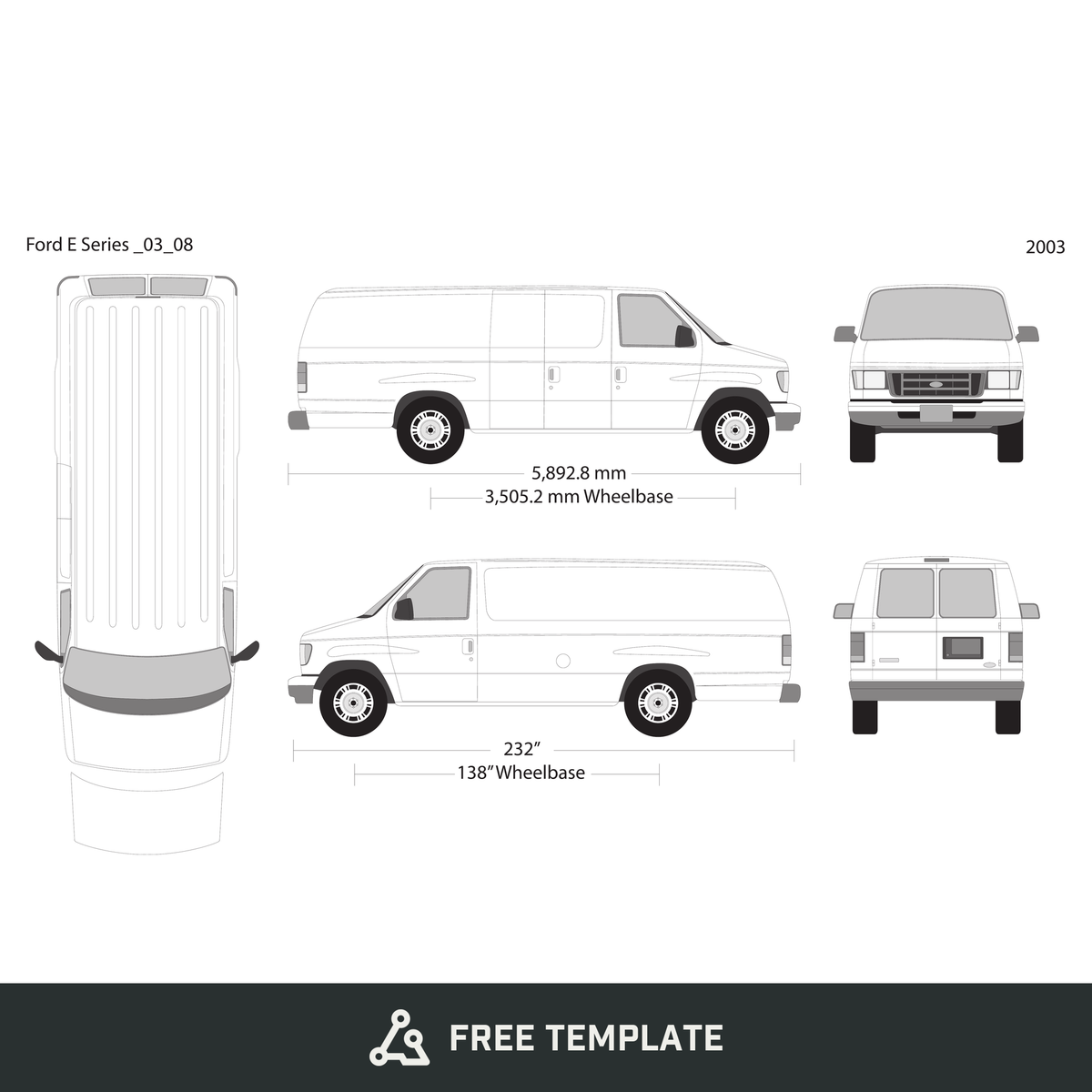 2003 Ford E Series free vector vehicle wrap template - GravBase