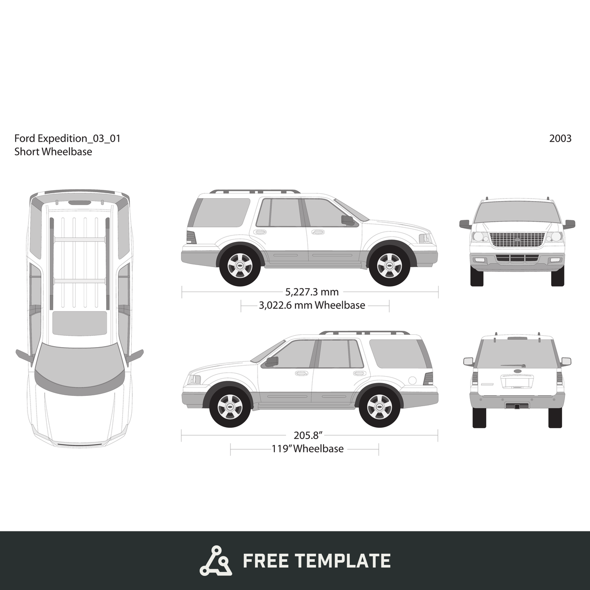 2003 Ford Expedition free vector vehicle wrap template - GravBase