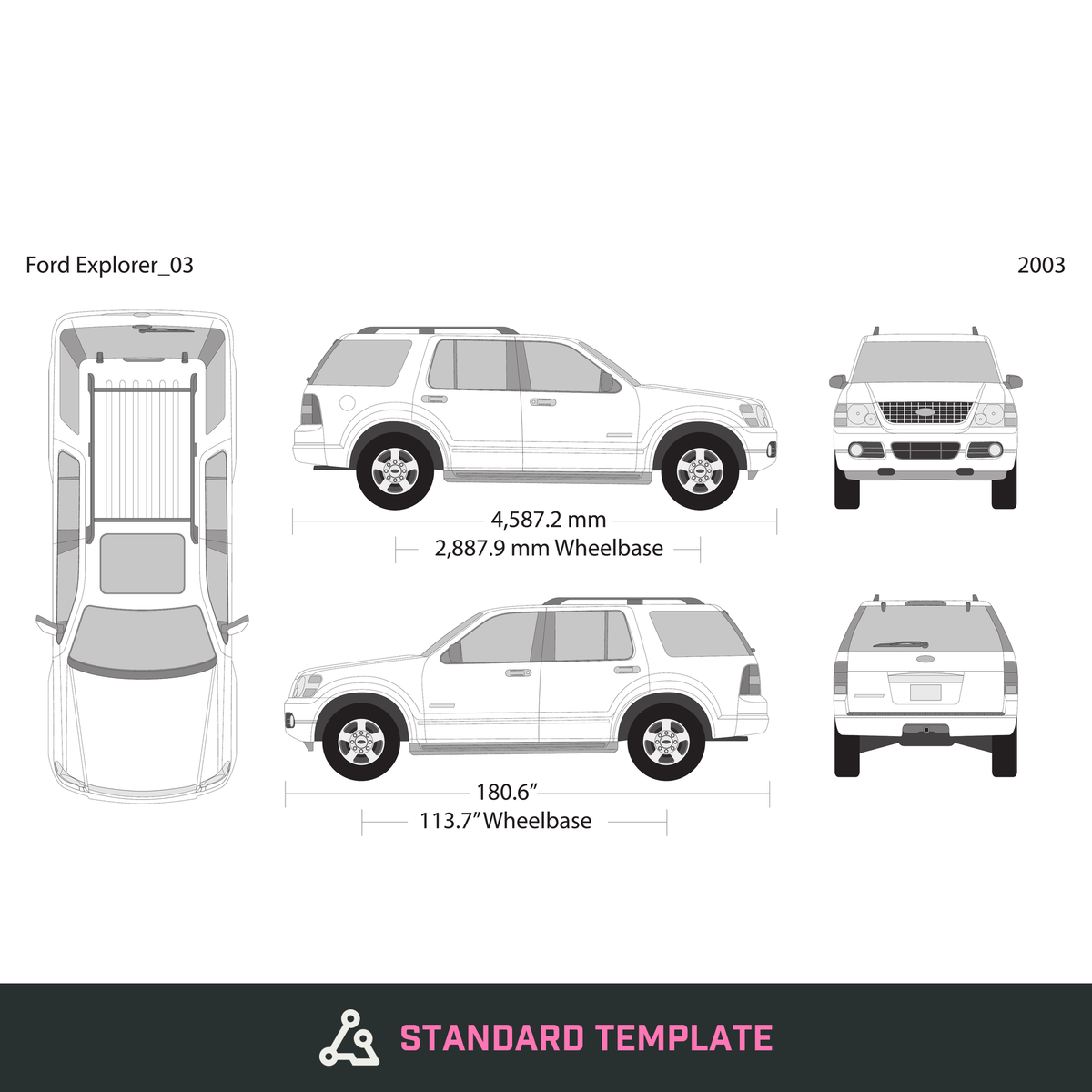 2003 Ford Explorer vector wrap template, Design-Ready PDF - GravBase