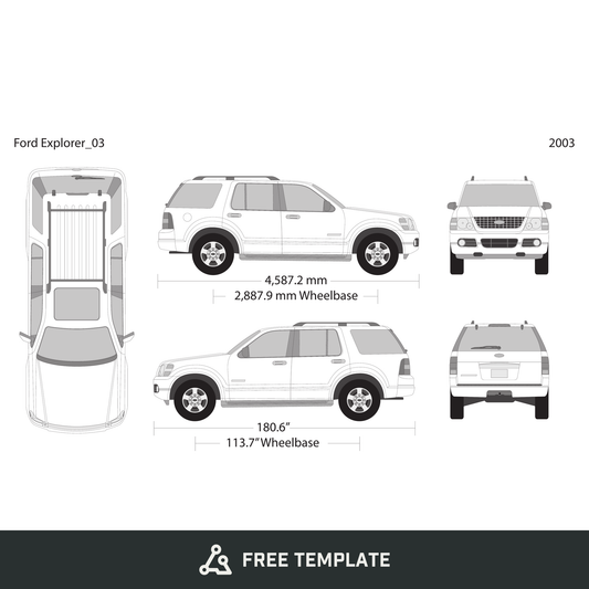 2003 Ford Explorer free vector vehicle wrap template - GravBase