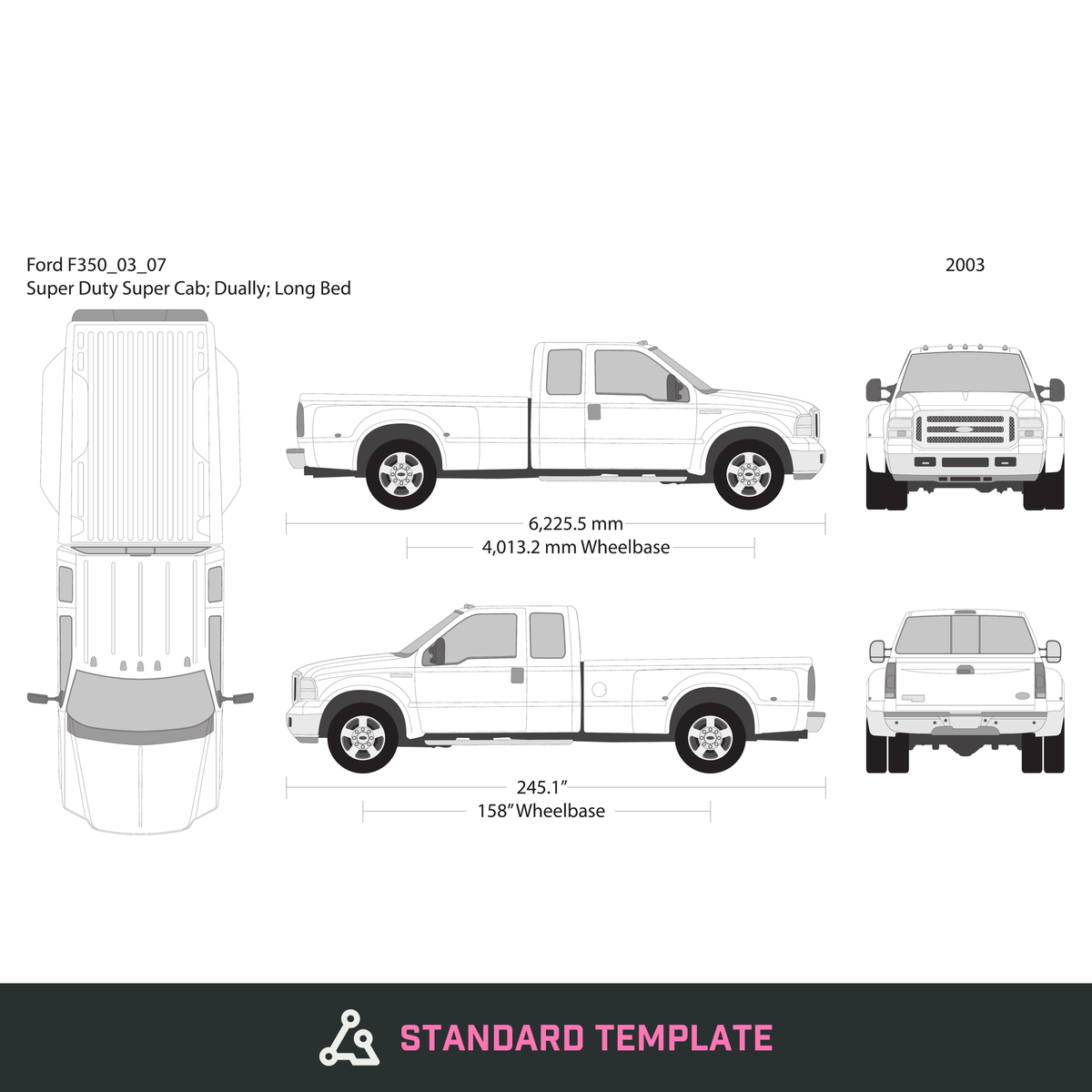 2003 Ford F-350 vector wrap template V07, Design-Ready PDF - GravBase