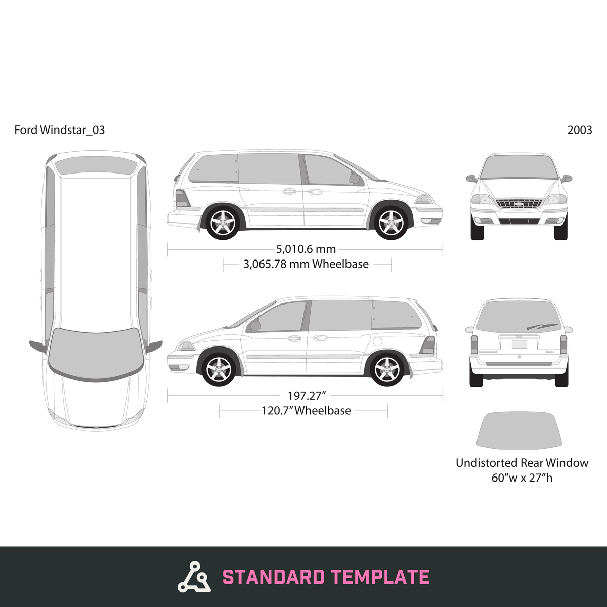 2003 Ford Windstar vector wrap template, Design-Ready PDF - GravBase