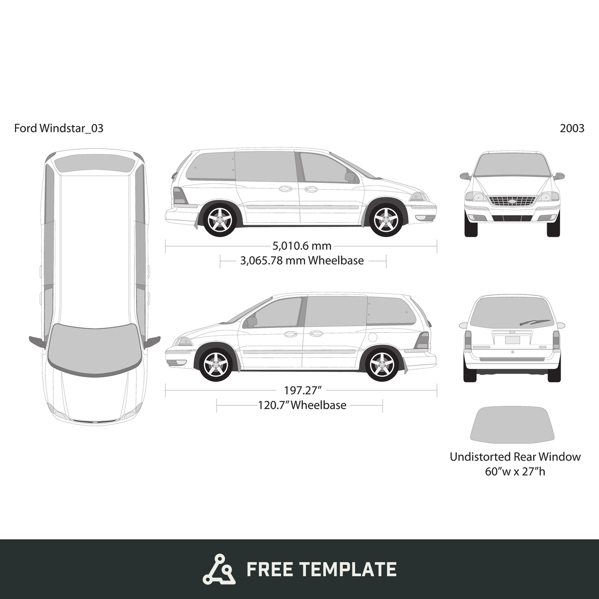 2003 Ford Windstar free vector vehicle wrap template - GravBase