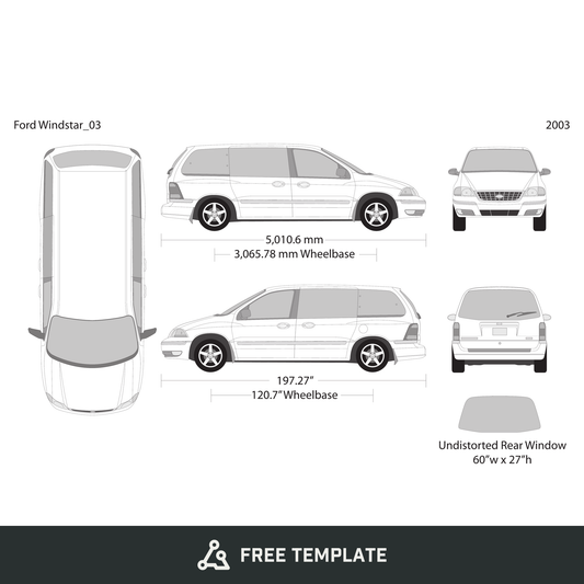 2003 Ford Windstar free vector vehicle wrap template - GravBase