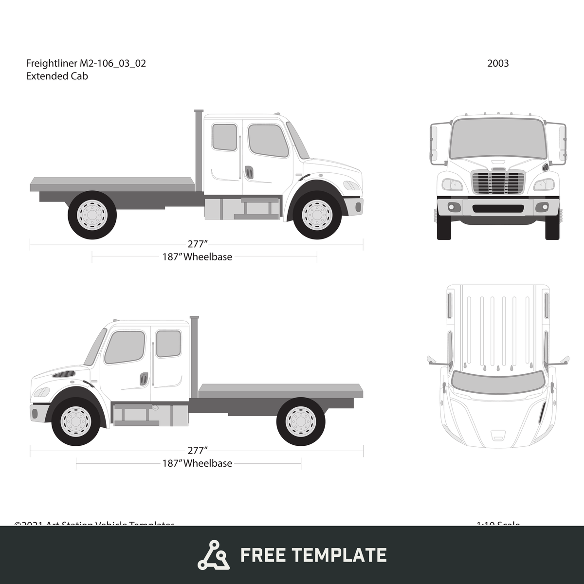 2003 Freightliner M2-106 free vector vehicle wrap template - GravBase