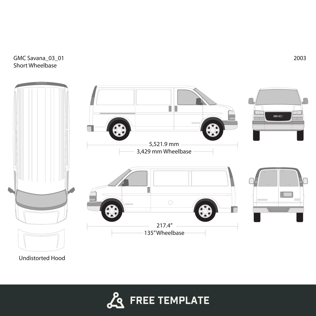 2003 GMC Savana free vector vehicle wrap template - GravBase