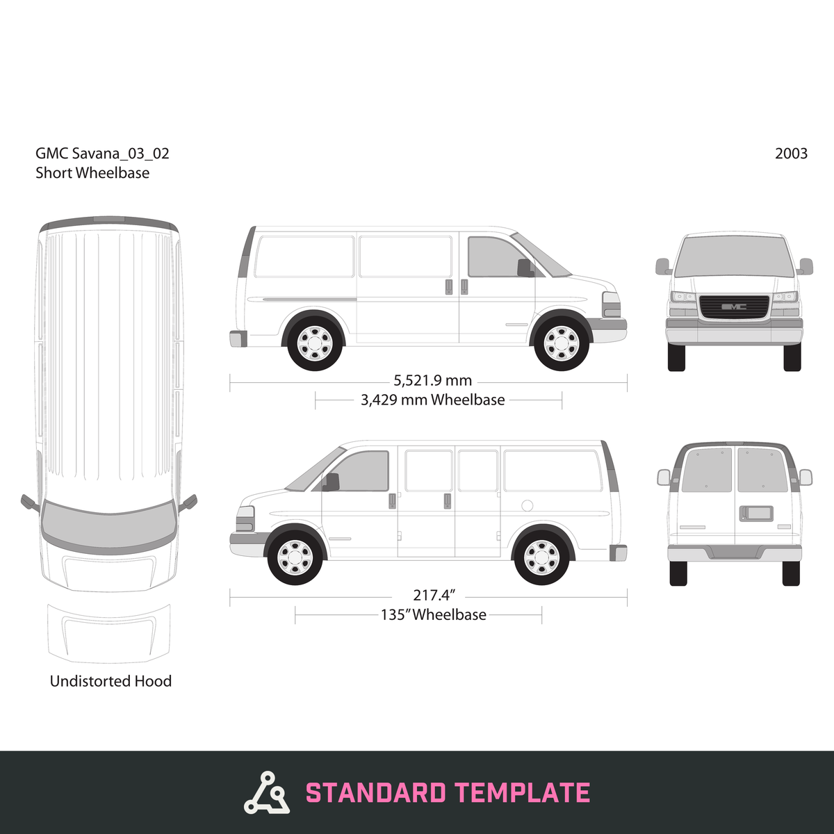 2003 GMC Savana vector wrap template V02, Design-Ready PDF - GravBase