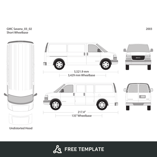 2003 GMC Savana free vector vehicle wrap template - GravBase