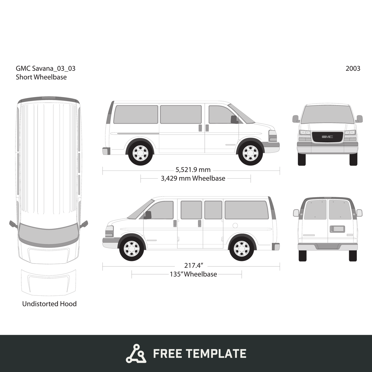2003 GMC Savana free vector vehicle wrap template - GravBase