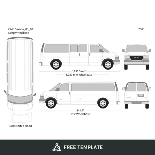 2003 GMC Savana free vector vehicle wrap template - GravBase