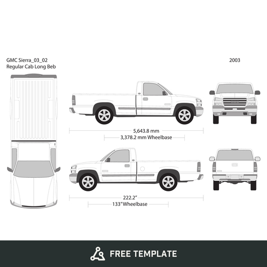 2003 GMC Sierra 1500 free vector vehicle wrap template - GravBase