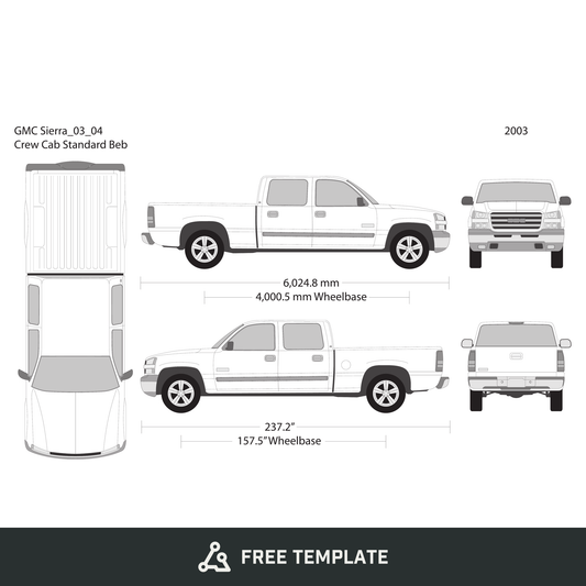 2003 GMC Sierra 1500 free vector vehicle wrap template - GravBase