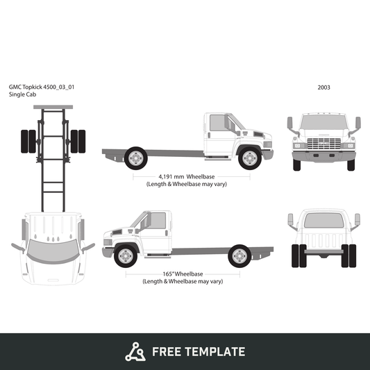 2003 GMC Topkick 4500 free vector vehicle wrap template - GravBase