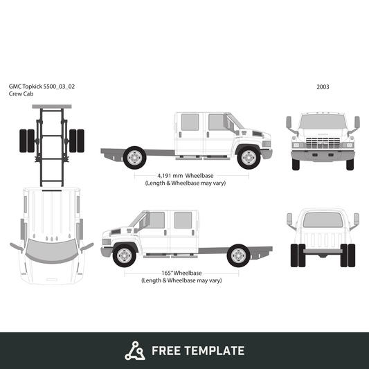 2003 GMC Topkick 5500 free vector vehicle wrap template - GravBase