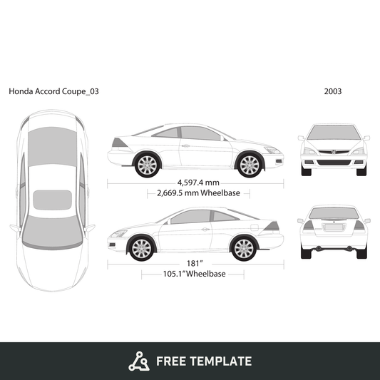 2003 Honda Accord Coupe free vector vehicle wrap template - GravBase