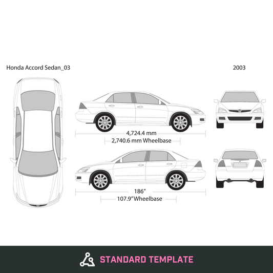 2003 Honda Accord Sedan vector wrap template, Design-Ready PDF - GravBase