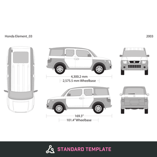 2003 Honda Element vector wrap template, Design-Ready PDF - GravBase