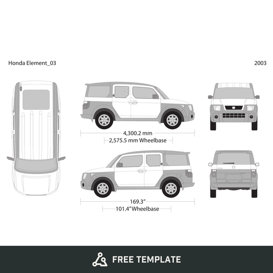 2003 Honda Element free vector vehicle wrap template - GravBase