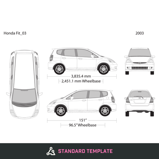 2003 Honda Fit vector wrap template, Design-Ready PDF - GravBase