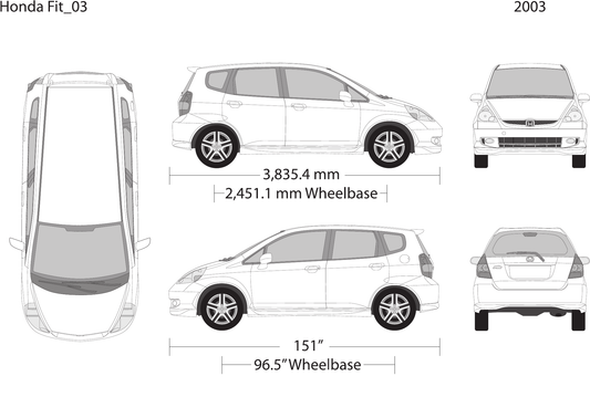 2003 Honda Fit vector wrap template, Design-Ready PDF - GravBase