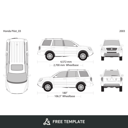 2003 Honda Pilot free vector vehicle wrap template - GravBase
