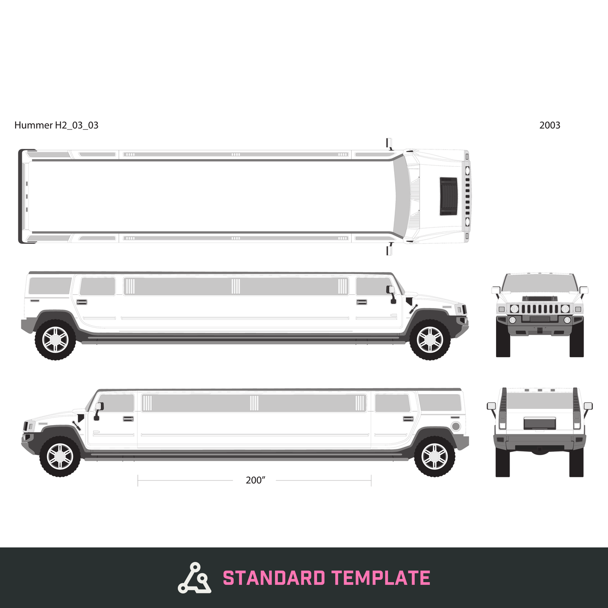 2003 Hummer Limos H2 Limo vector wrap template, Design-Ready PDF - GravBase