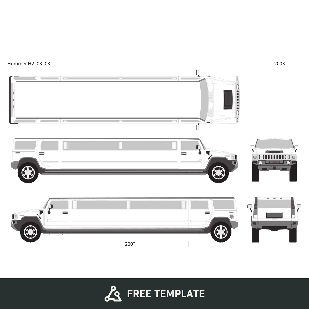 2003 Hummer Limos H2 Limo free vector vehicle wrap template - GravBase