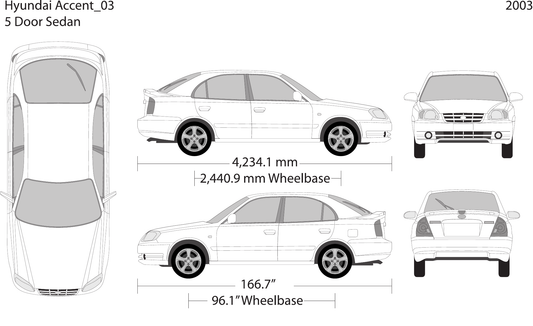 2003 Hyundai Accent Sedan Vector Wrap Template - GravBase