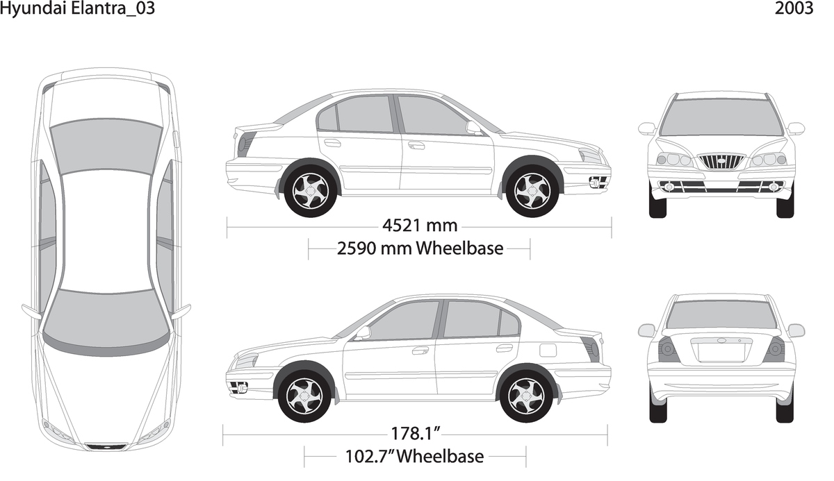 2003 Hyundai Elantra V03 Vehicle Wrap Template