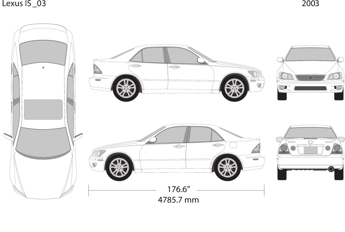 2003 Lexus IS Vector Wrap Template - GravBase