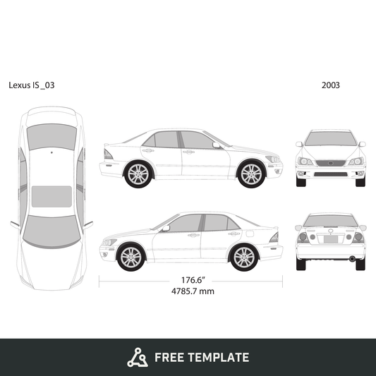 2003 Lexus IS free vector vehicle wrap template - GravBase