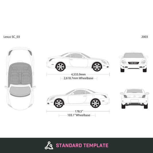 2003 Lexus SC vector wrap template, Design-Ready PDF - GravBase