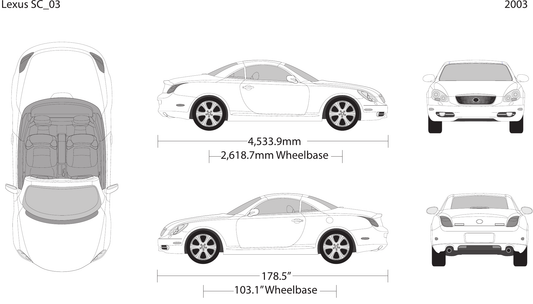2003 Lexus SC vector wrap template, Design-Ready PDF - GravBase