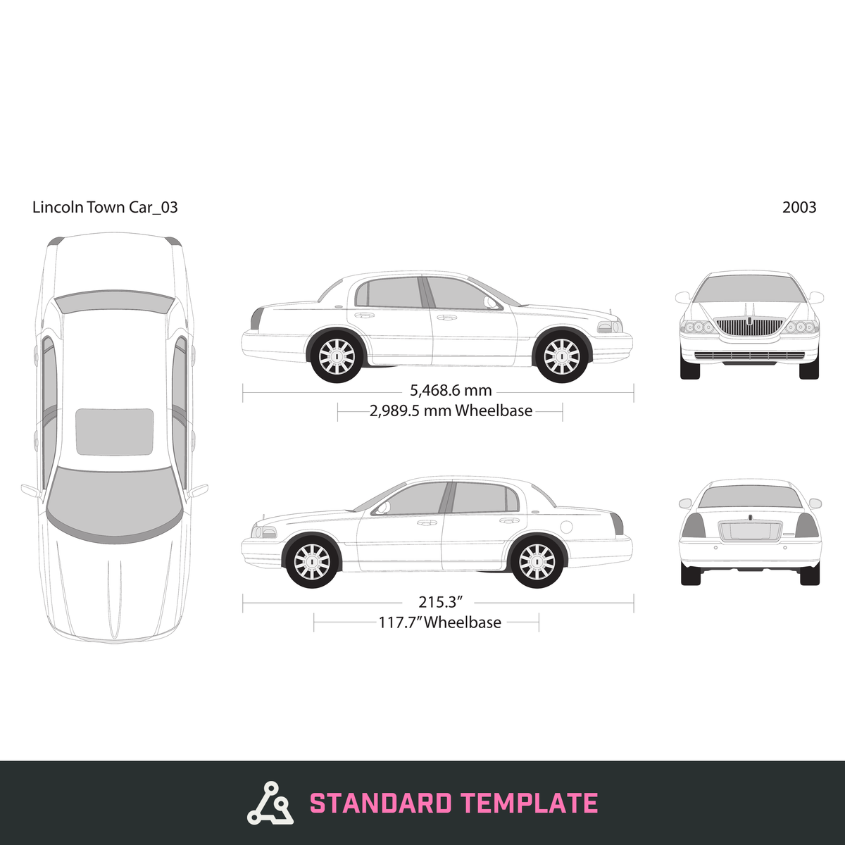 2003 Lincoln Town Car vector wrap template, Design-Ready PDF - GravBase