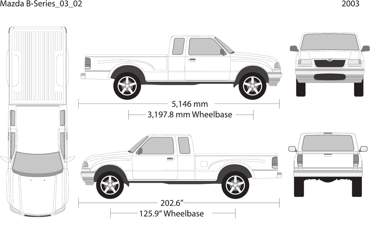 2003 Mazda B-Series vector wrap template V02, Design-Ready PDF - GravBase