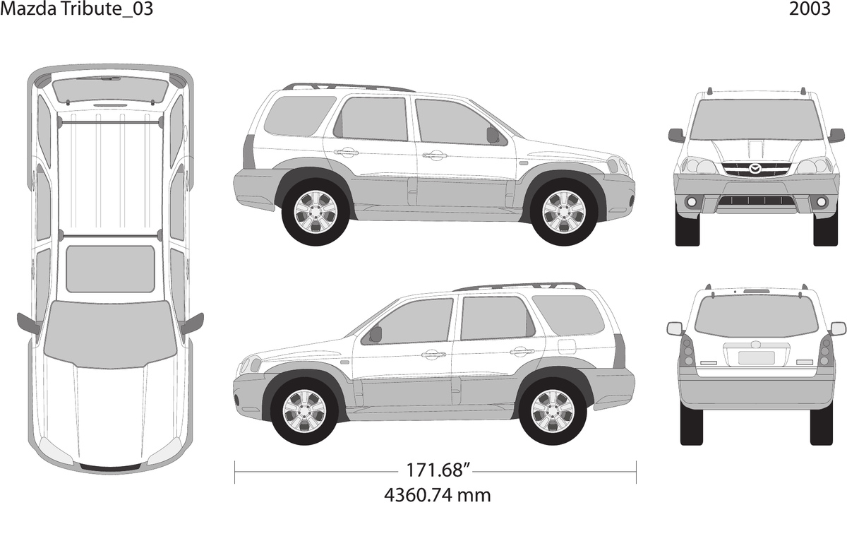 2003 Mazda Tribute Vector Wrap Template - GravBase