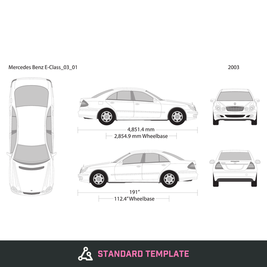 2003 Mercedes E-Class vector wrap template V01, Design-Ready PDF - GravBase