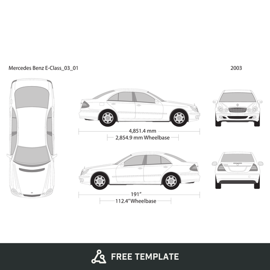 2003 Mercedes E-Class free vector vehicle wrap template - GravBase
