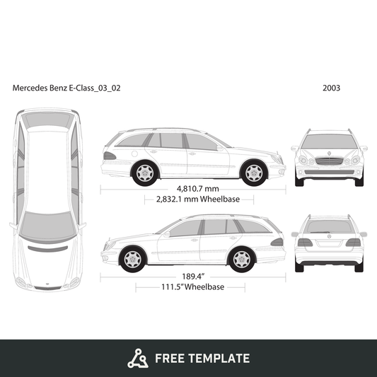 2003 Mercedes E-Class free vector vehicle wrap template - GravBase